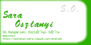 sara oszlanyi business card